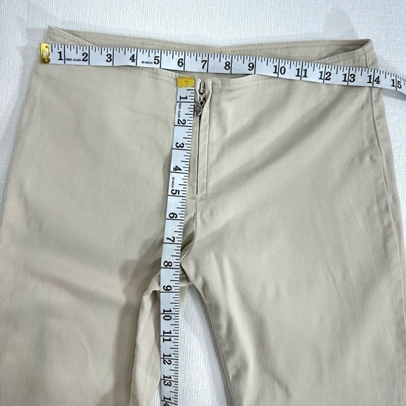 Tory Burch zipper front logo crop khaki pants size 0 - Picture 7 of 10